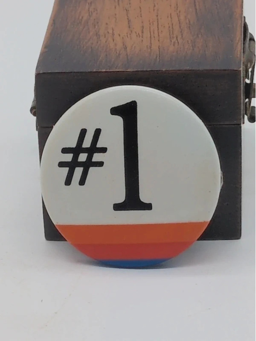 Vintage Retro #1 Number One Rainbow Stripe Pinback Button Brooch